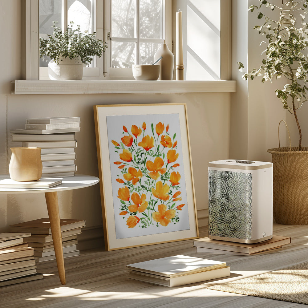 Watercolor California poppies Poster