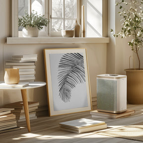 Palm leaf in loose watercolor Black and White Poster