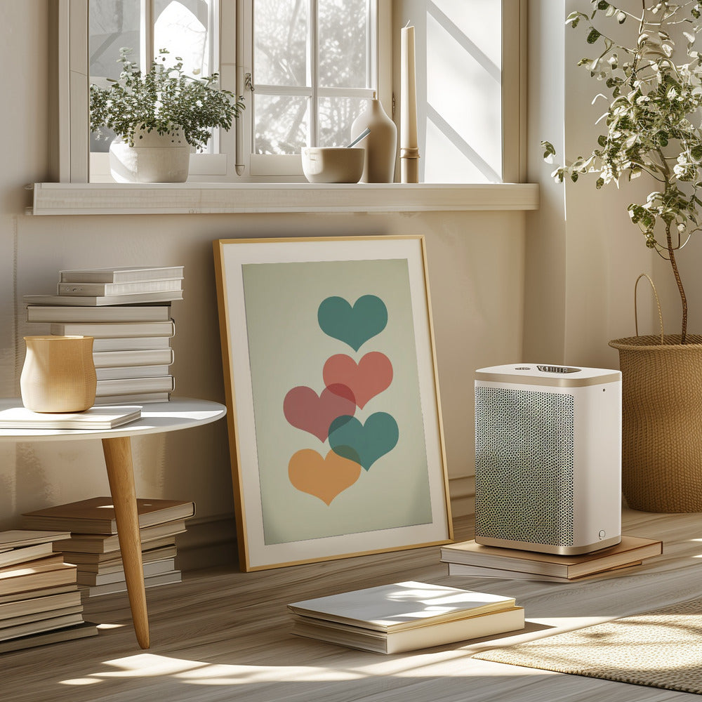 Mid century hearts I Poster