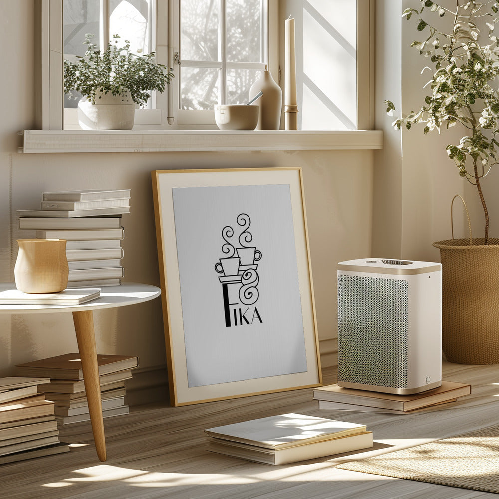 Fika line art illustration Poster