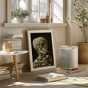 Head of a skeleton with a burning cigarette Poster