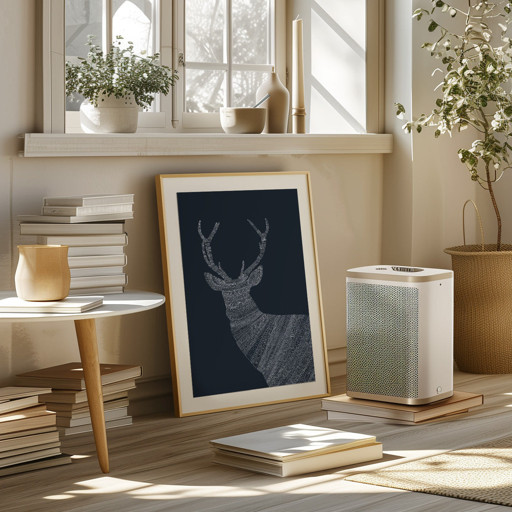 Stag Blue Poster