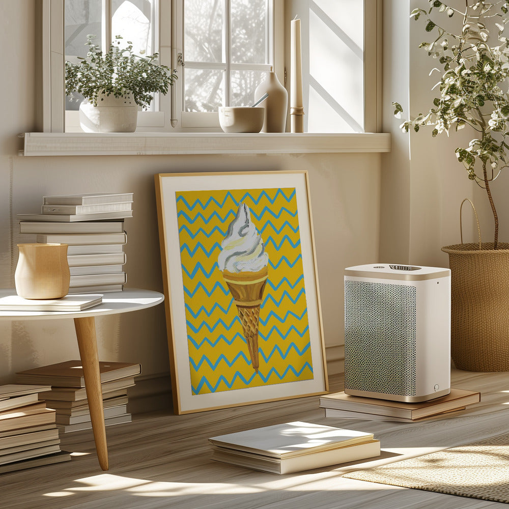 Ice Cream Yellow Zigzag Poster