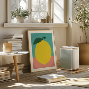 Lemon With Two Leaves Poster