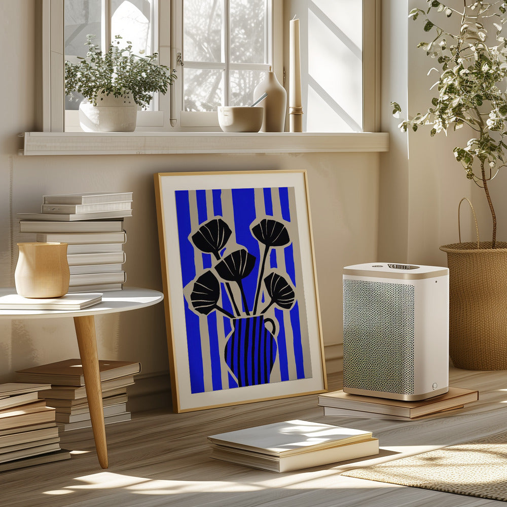 Striped Still Life Blue Poster