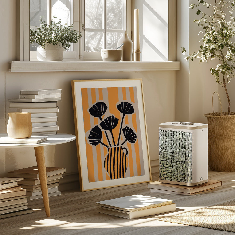 Striped Still Life Yellow Poster