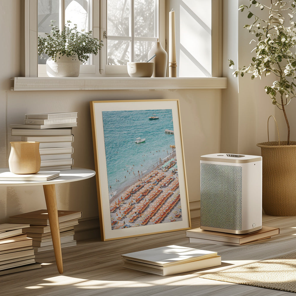 Positano Beach Scene Poster