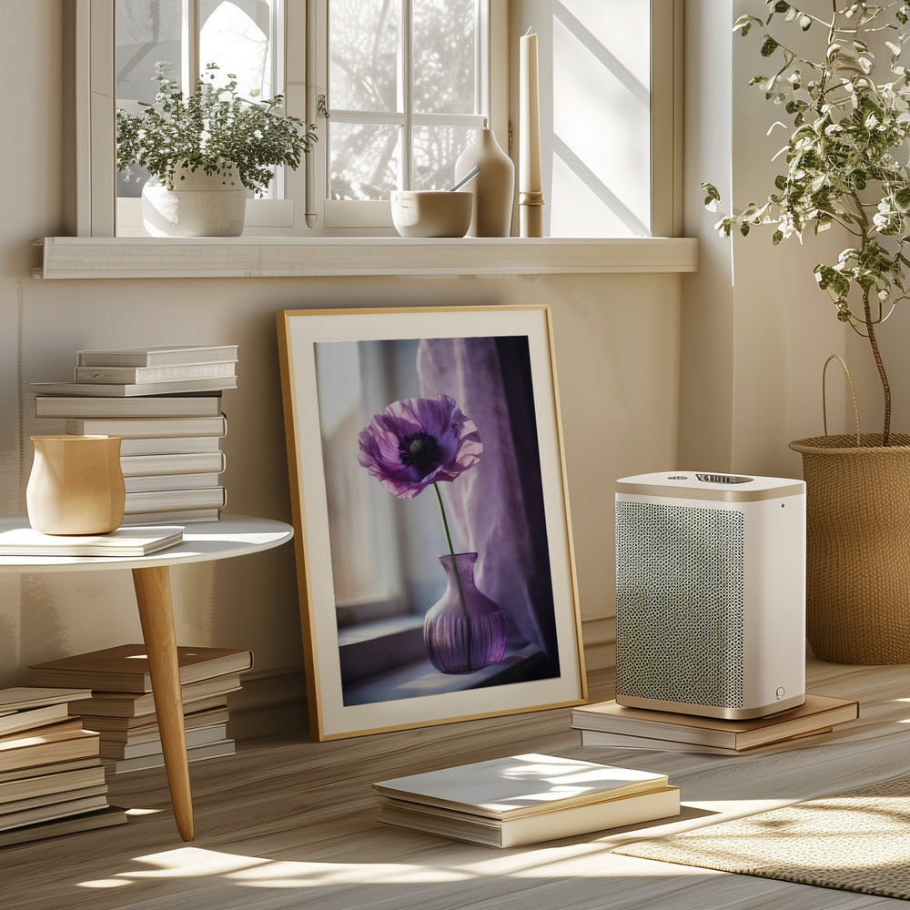 Purple Poppy In Vase Poster