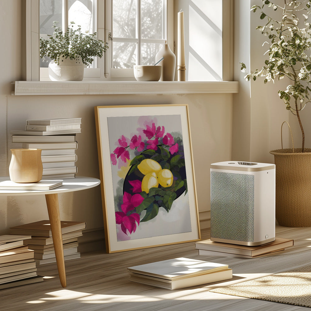 Bougainvillea and lemons Poster