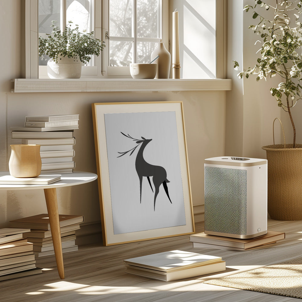 Stylized retro deer (grey) Poster