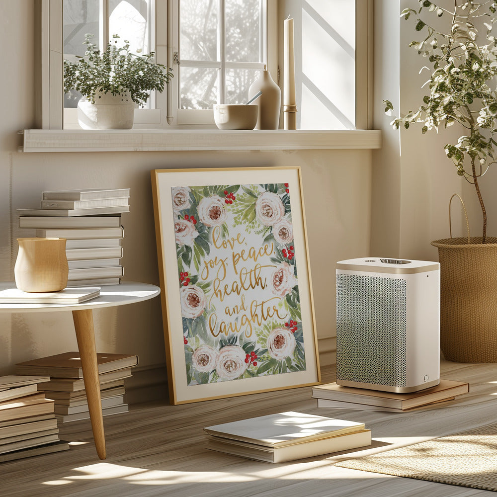 Holiday wishes with roses and berries Poster