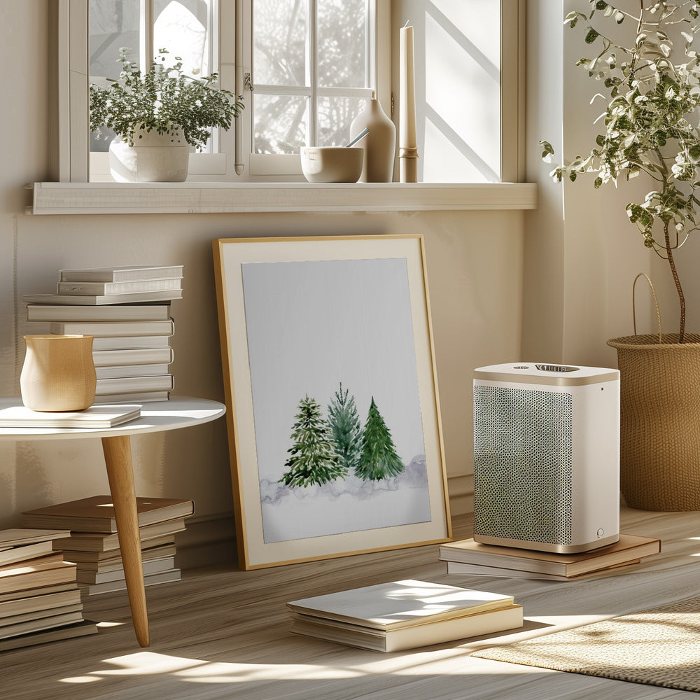 Three watercolor pine trees Poster