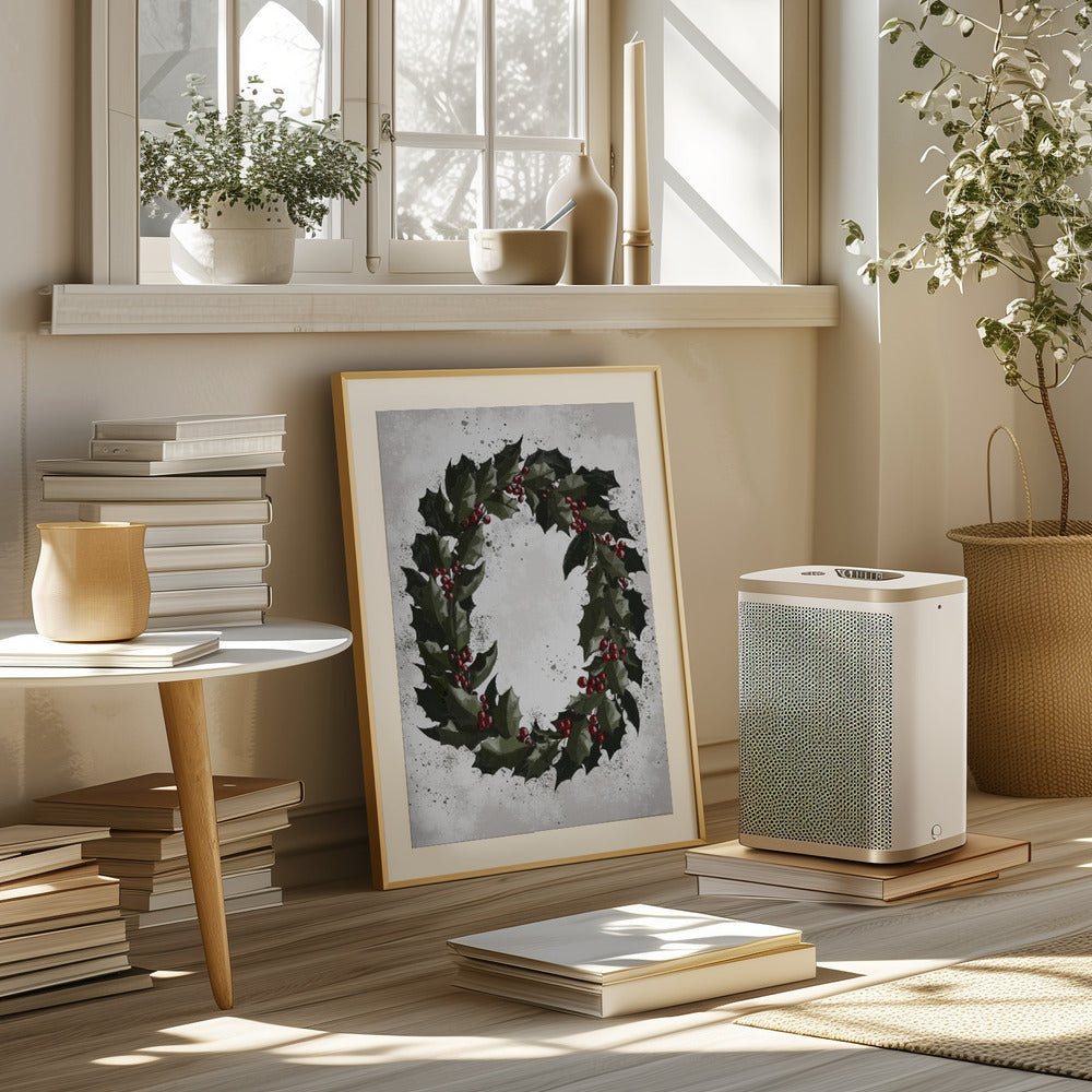 Splatters holly wreath Poster