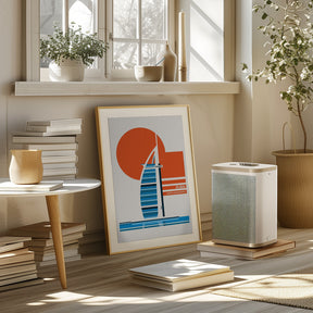 Dubai Burj Al Arab Minimalist Retro Travel Print Poster