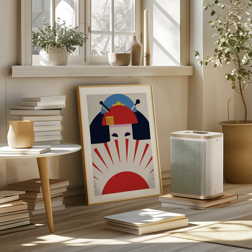 Geisha Girl Retro Minimalist Design Poster