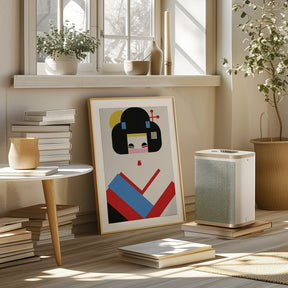 Geisha Girl Geometric Illustration Poster