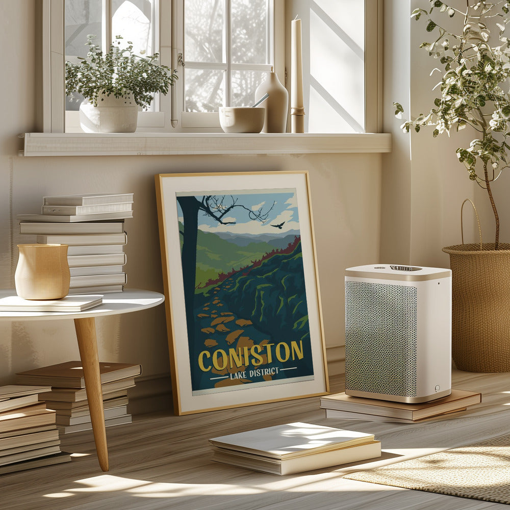 Coniston Lake District Travel Print Poster