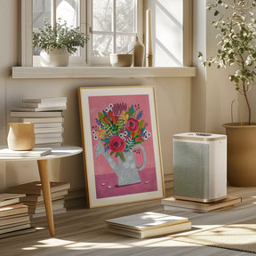 Watering Can with Flowers Poster