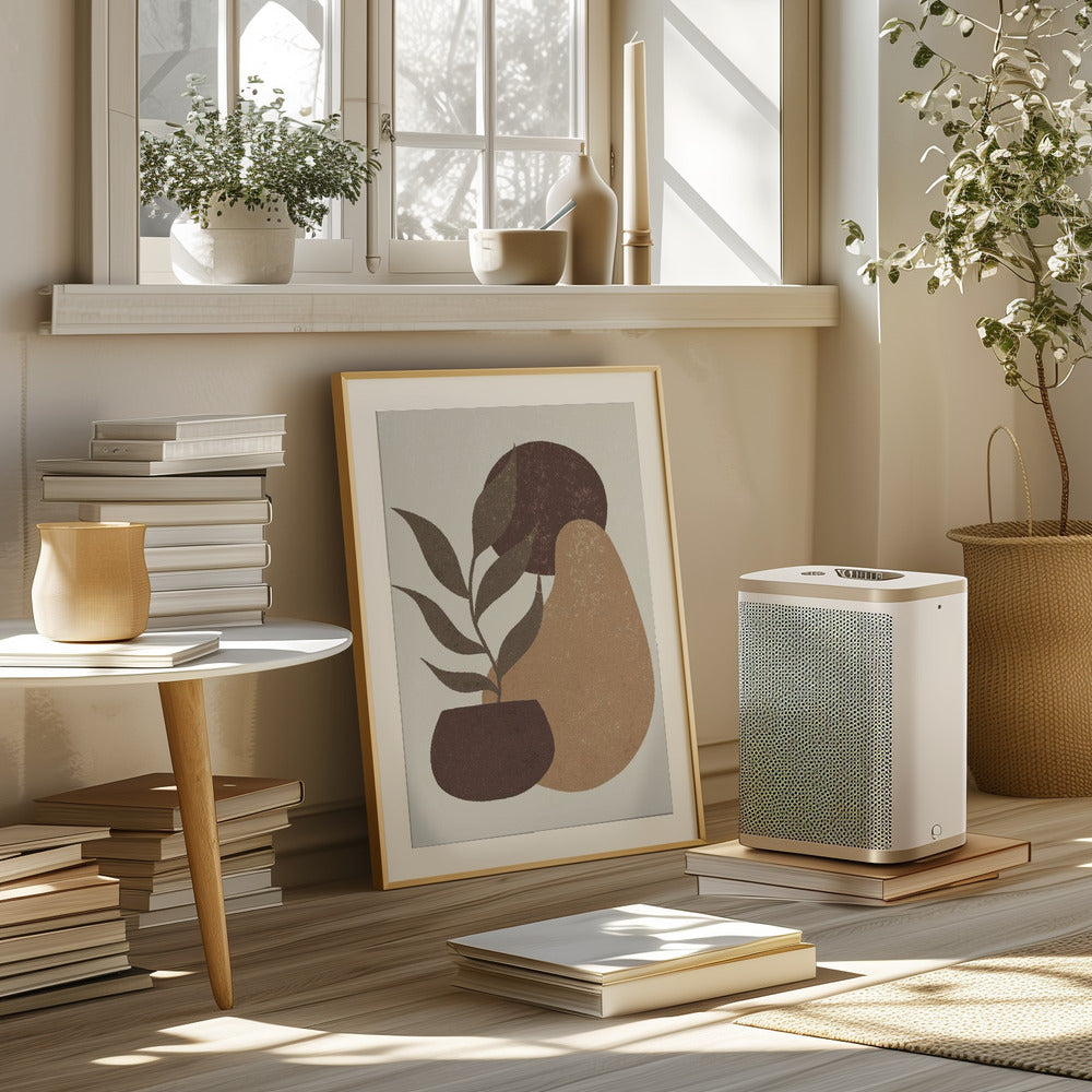 Grow - Aesthetic Abstract Boho Brown Leaves Poster