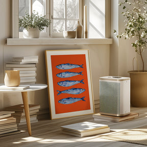 Sardines on Orange Poster