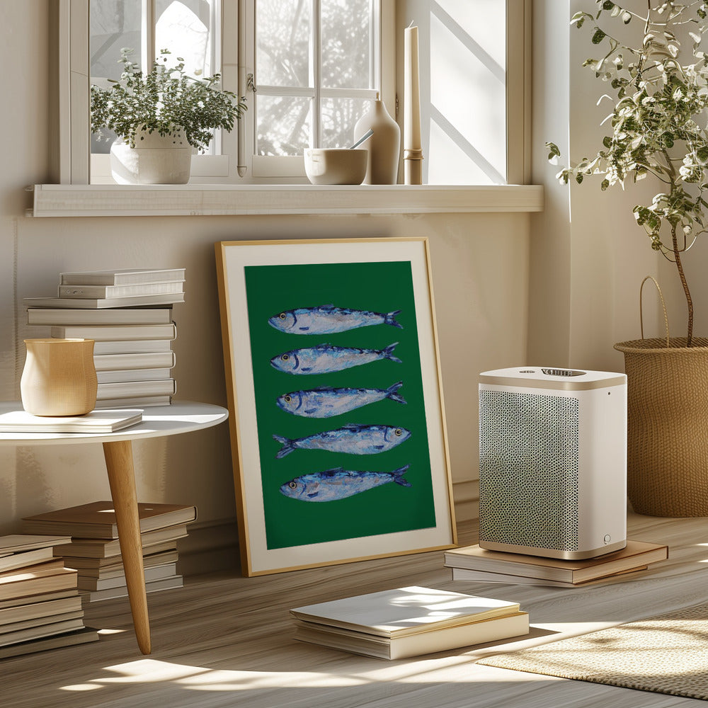 Sardines Forest Green Poster