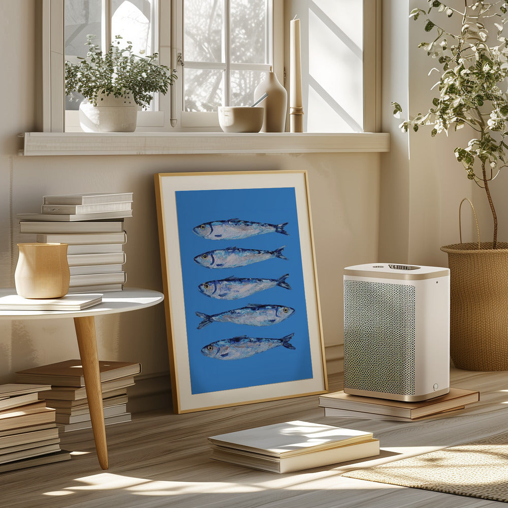 Sardines on Blue Poster