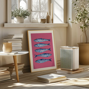 Sardines on Pink Poster