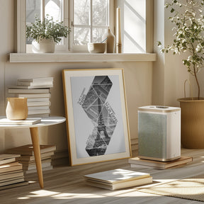 Coordinates PARIS Eiffel Tower | monochrome Poster