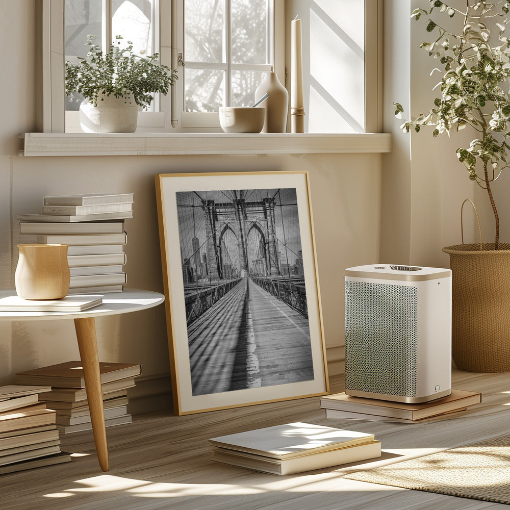 NEW YORK CITY Brooklyn Bridge - upright slim panorama Poster