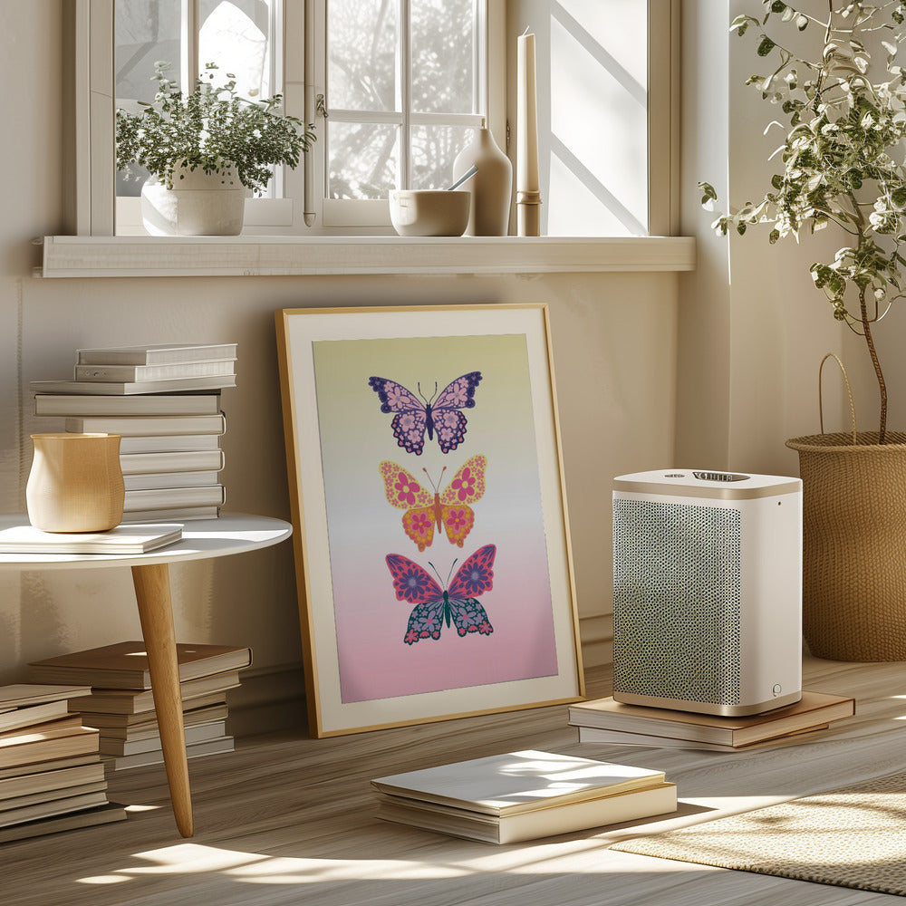 Colorful floral butterflies II Poster