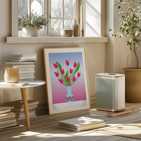 Tulips in the rainbow vase Poster