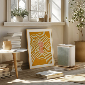 Berit abstract in ochre and pink Poster