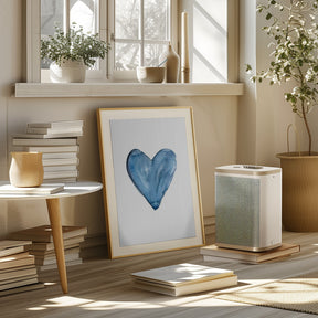 Watercolor heart blue Poster