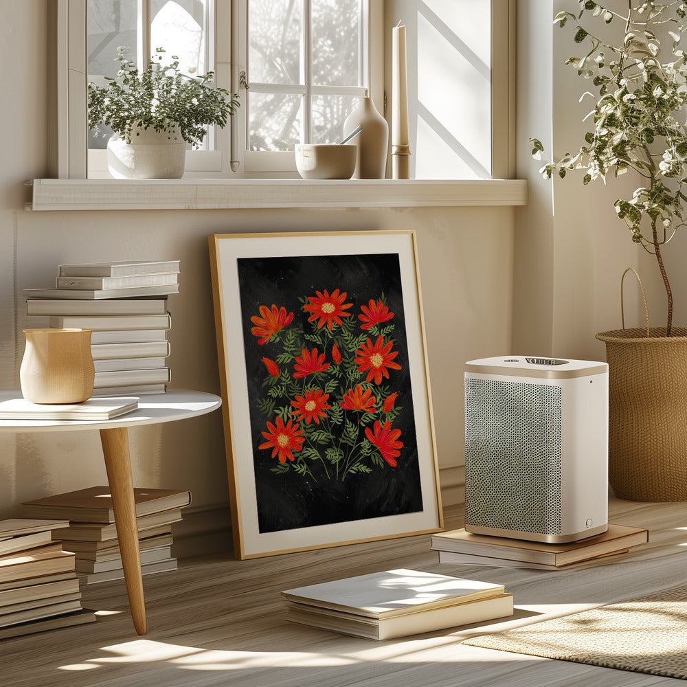 Ladybug flowers red Poster