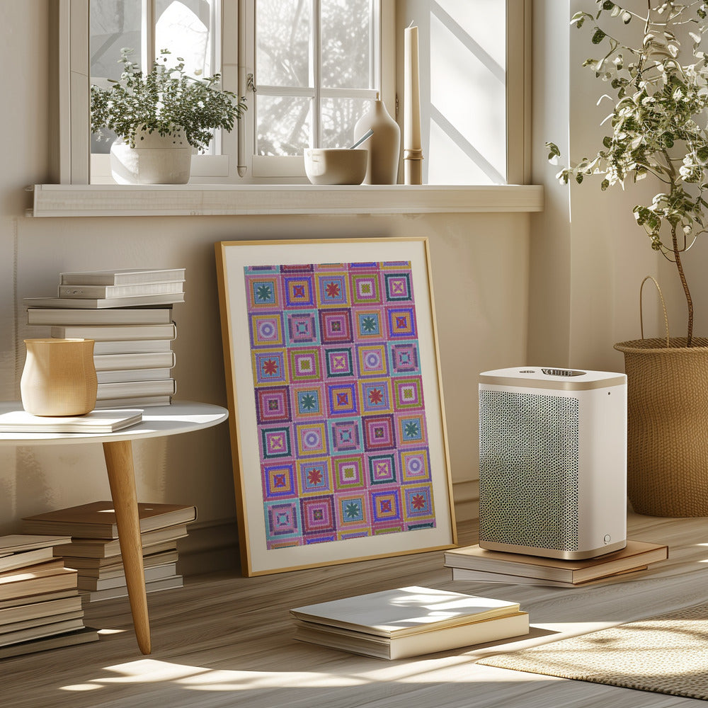 Colorful digital grandma squares I Poster