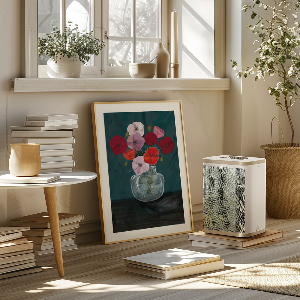 Vase with poppys Poster