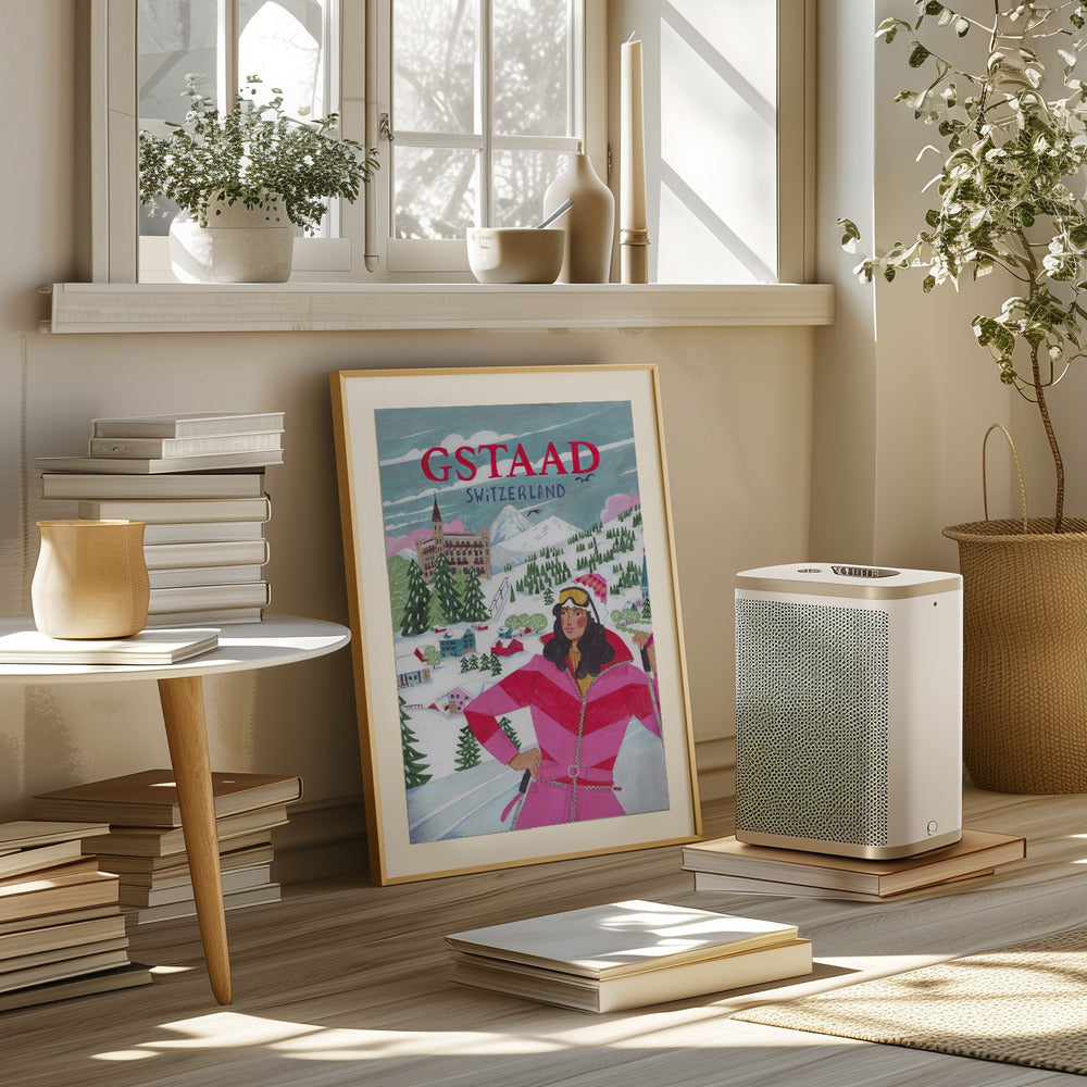 Travel Poster Woman in Gstaad, Switzerland Poster