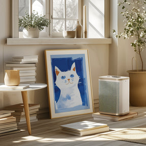 Cat In Blue Poster