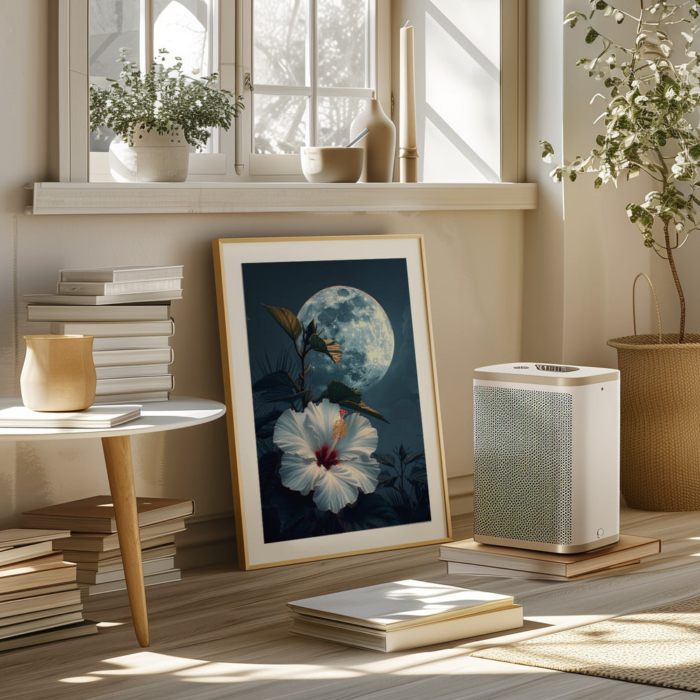 Hibiscus and the Moon Poster