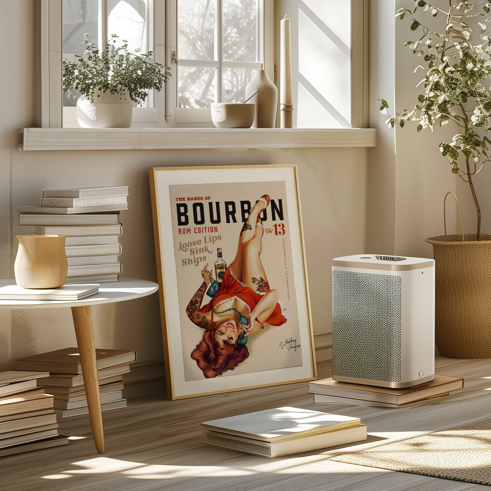 Babes of Bourbon Vol 13 Rum Drinking Pinup Girl Art Poster