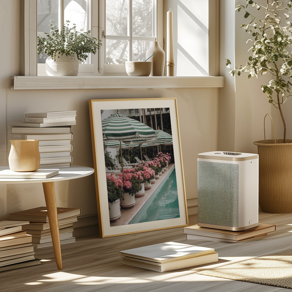 Green Pool Flowers Poster