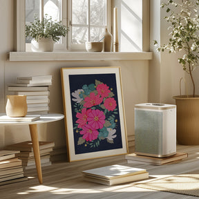 Flower Bouquet On Navy Poster