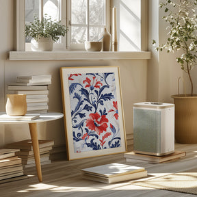 Floral In Blue and Red Poster