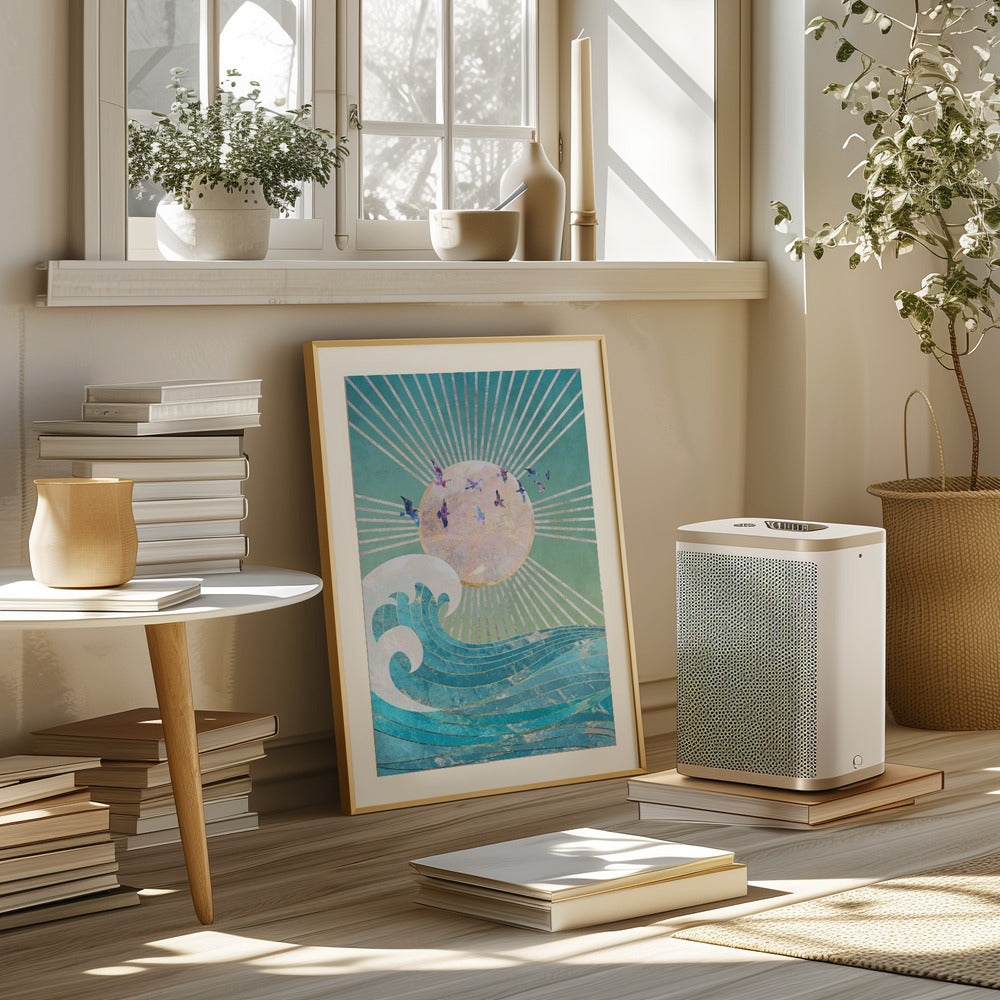 Sunset Golden Ocean Turquoise Poster