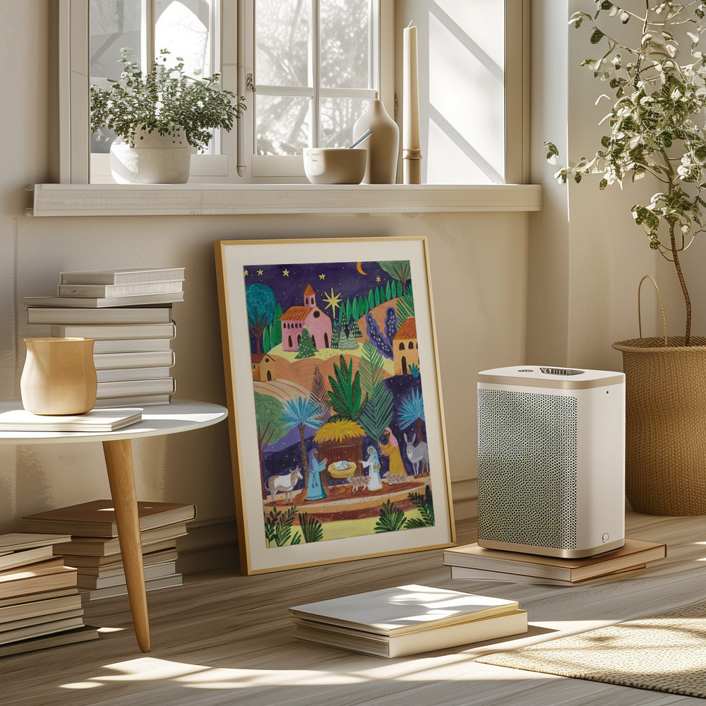 Nativity Scene starry night Poster