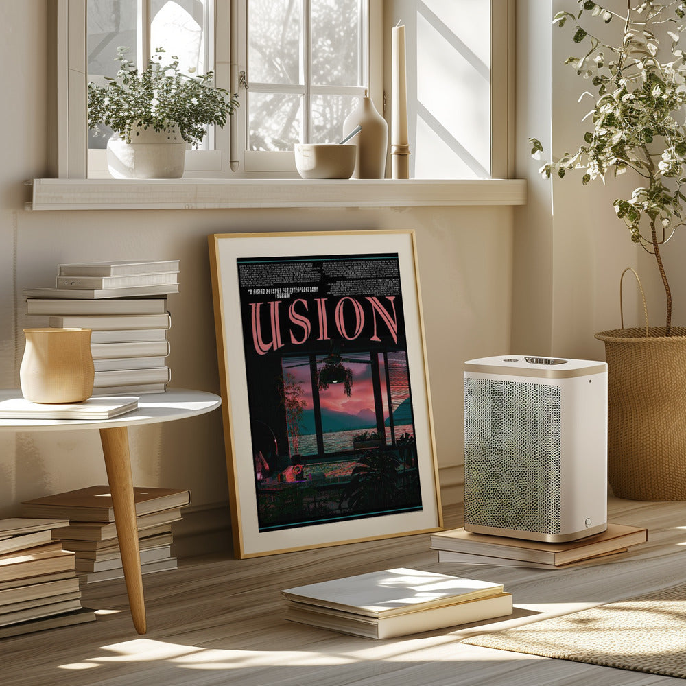 &#039;USION&#039; Fiction vaporwave travel poster Poster