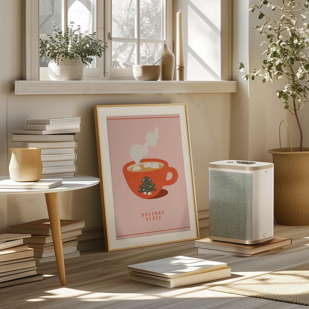 Holiday vibes. A mug of hot cocoa for Christmas Poster
