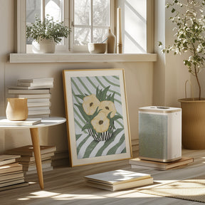 Yellow poppies in vase Poster