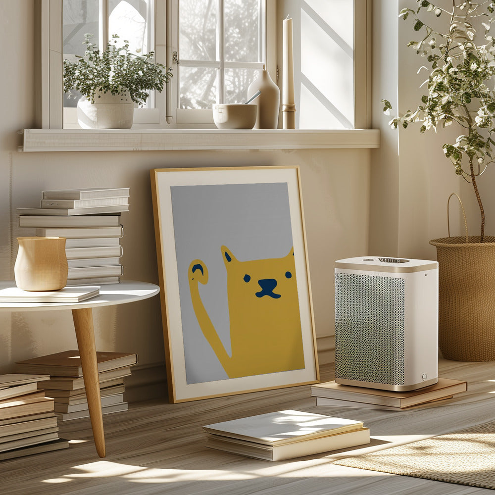 Cute Cat Yellow Poster