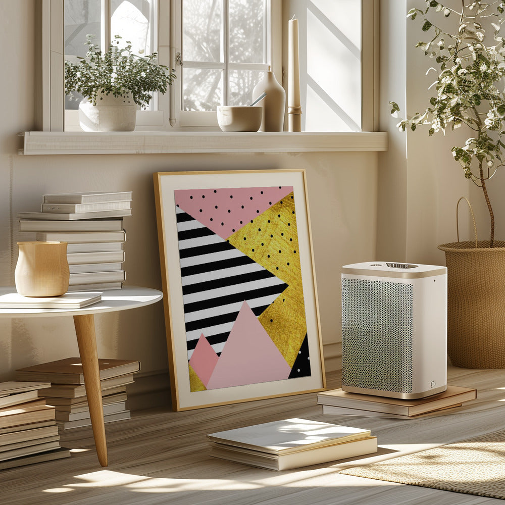 Gold Abstract Pink - Modern Geometric Poster